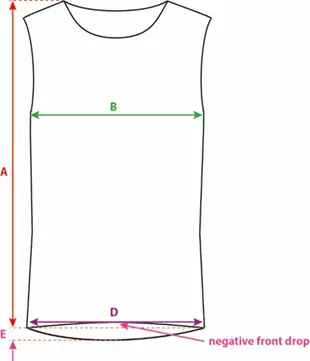 Nákres rozměrů bike vesty Hill