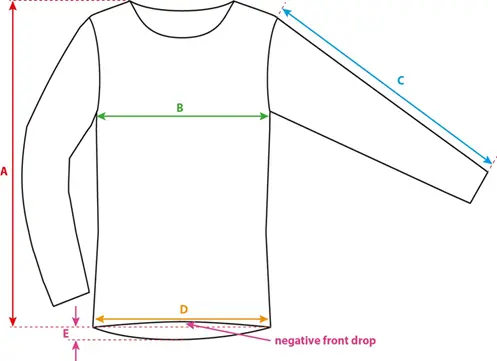 Nákres rozměrů bike bundy Peyton