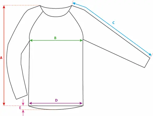 Nákres rozměrů bike dresu Spike LS