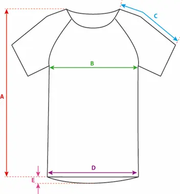 Nákres rozměrů bike dresu Spike